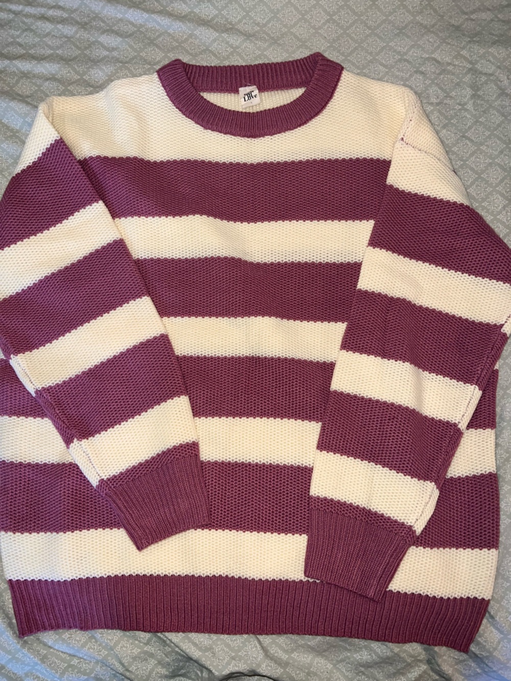 Sew In Love burgundy(ish) and Cream Striped Crewneck Sweater
